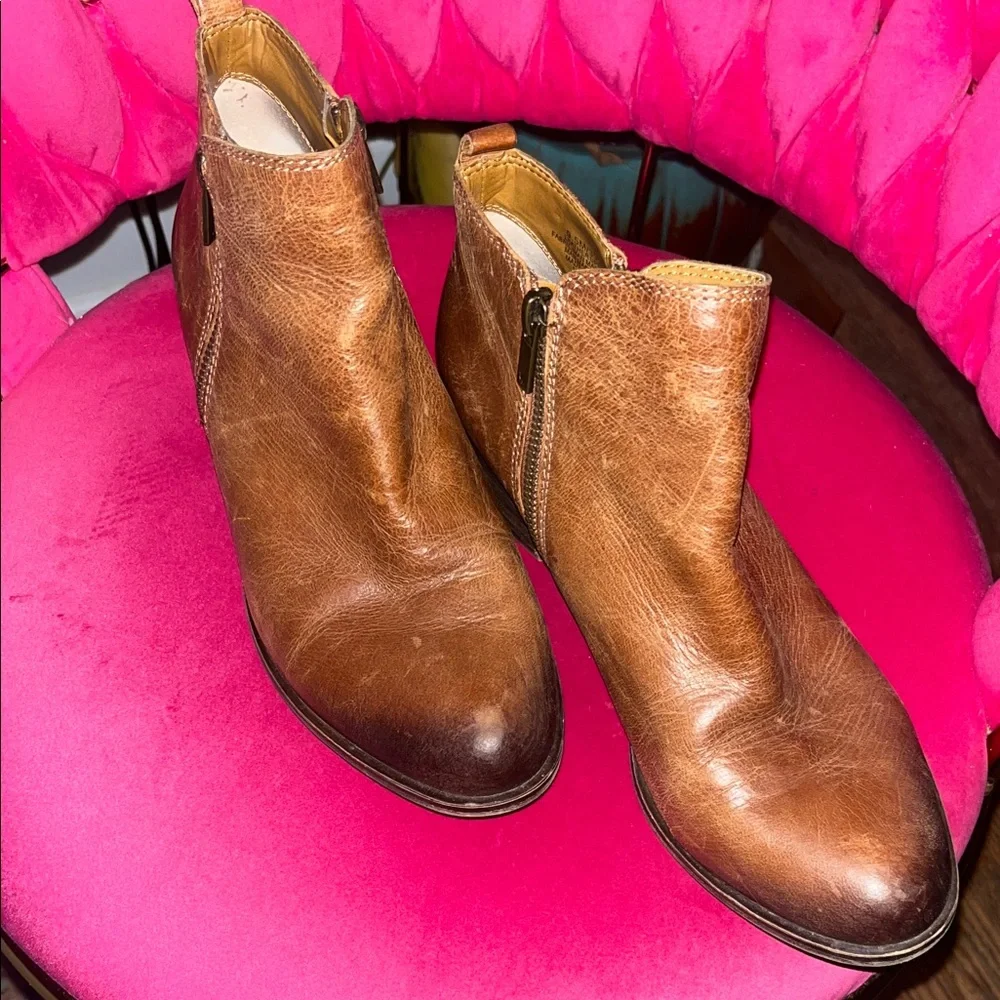 Lucky Brand Brown Leather Ankle Boots